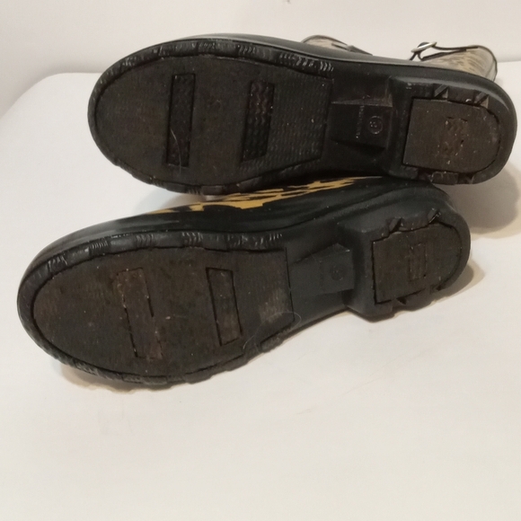 Rubber Boots Ankle Leopard Print Adjustable Buckles Felt Lining Women Size 6 - Picture 4 of 8